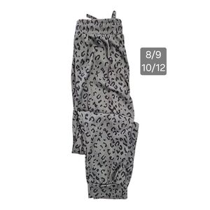 Girls Green Leopard Print Jogger Pants